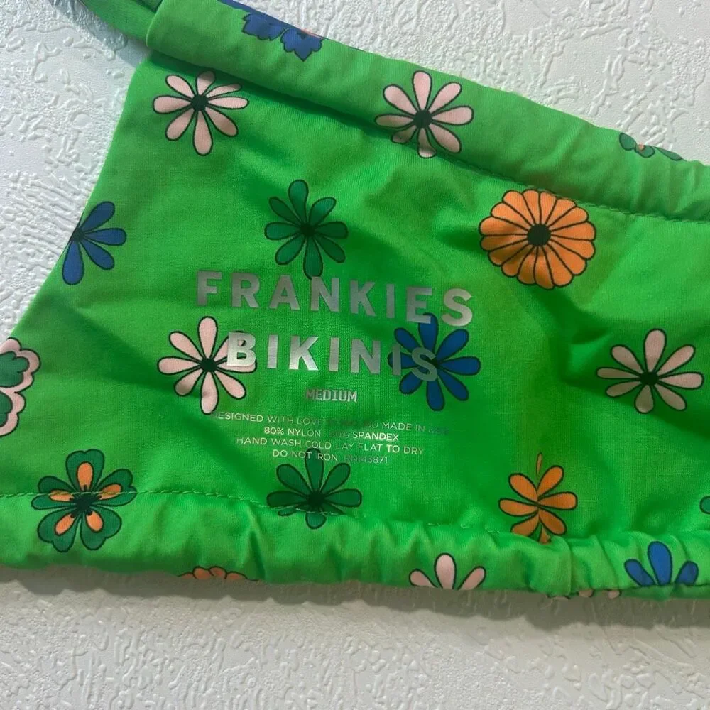 Frankies Bikinis x Browns Willow Top Medium Green Floral Tie Bikini NWT
